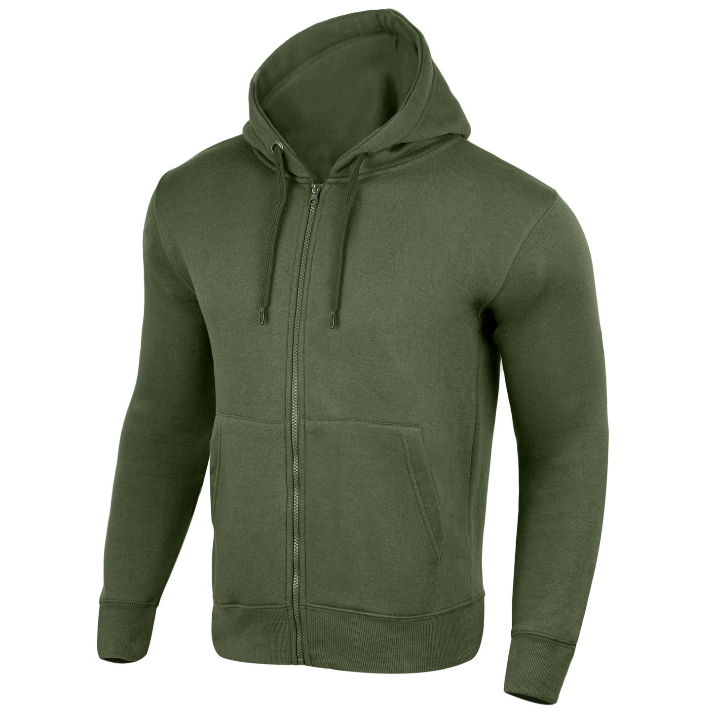 MEN HNL PLAIN OLIVE ZIPPER HOODIE