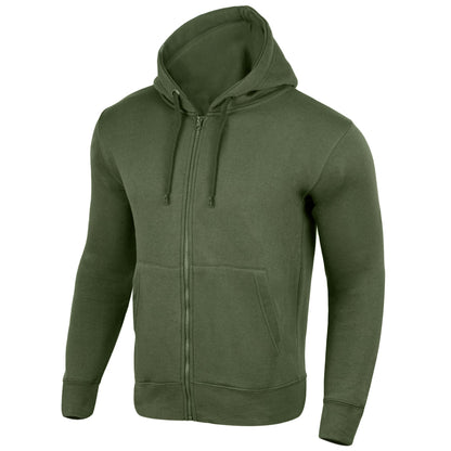 MEN HNL PLAIN OLIVE ZIPPER HOODIE