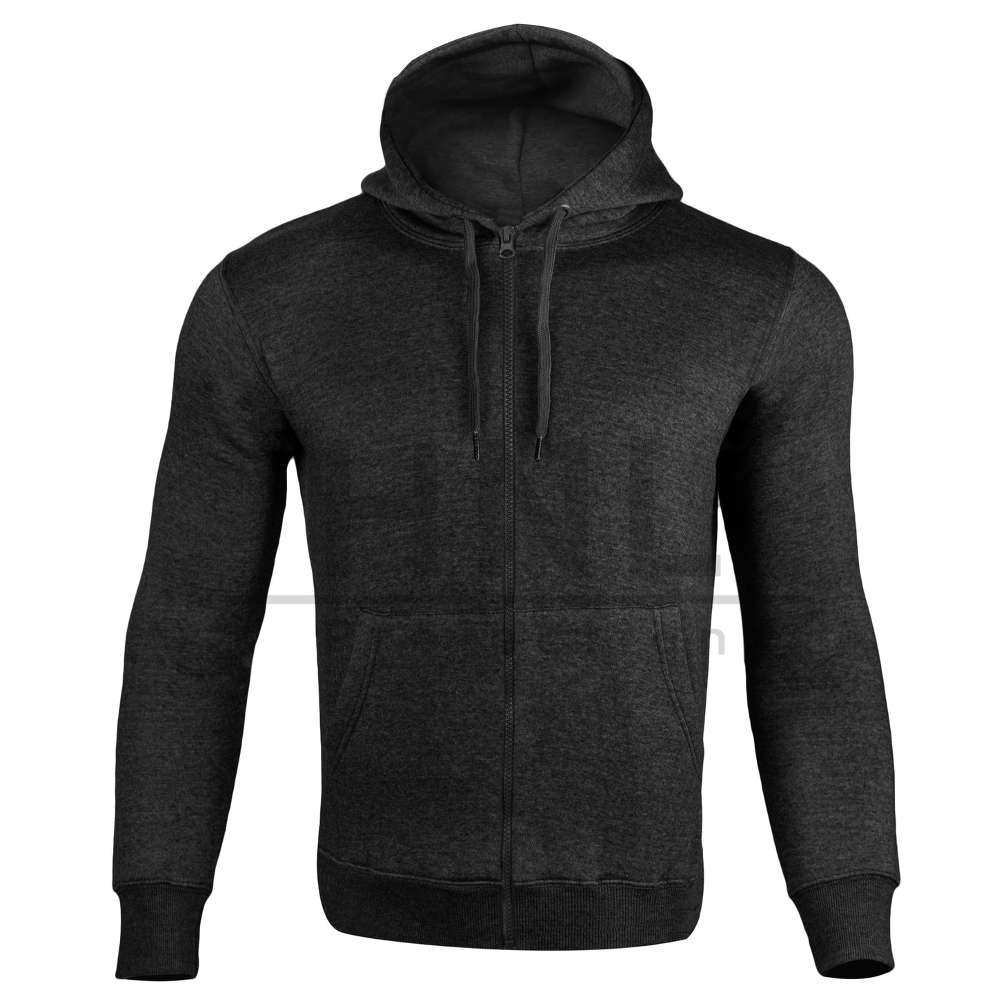 MEN HNL PLAIN CHARCOAL ZIPPER HOODIE