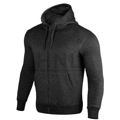 MEN HNL PLAIN CHARCOAL ZIPPER HOODIE